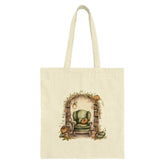 Autumn Reading Nook Tote Bag, Cozy Fall Tote, Book Lover Gift Tote, Library Scene Tote Bag, Pumpkin Decor Tote, Vintage Style Tote Bag - Tawshia